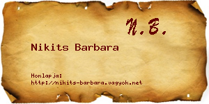 Nikits Barbara névjegykártya